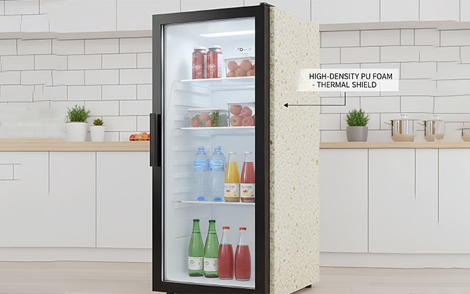 glass door refrigerator for home foam layer