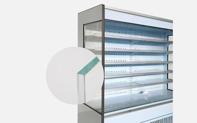 open air merchandiser with double-glazed insulated glass