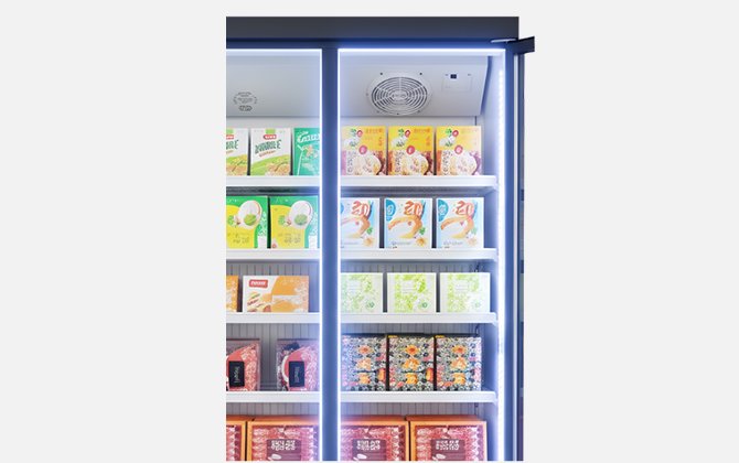 upright glass door freezer LED light