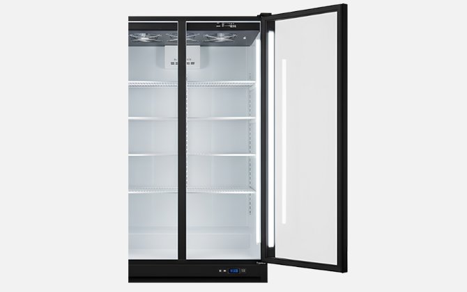 upright glass door freezer triple-layer electrically heated glass