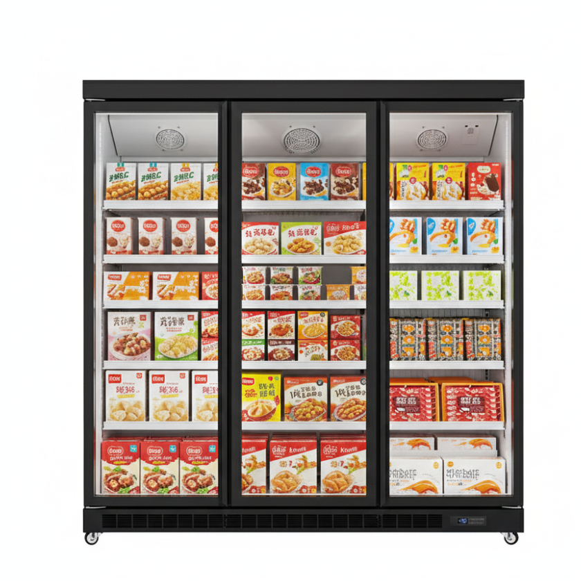 HE-1430T Three Door Glass Freezer