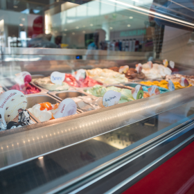 ice cream display freezer gelato shop curved glass chest freezer