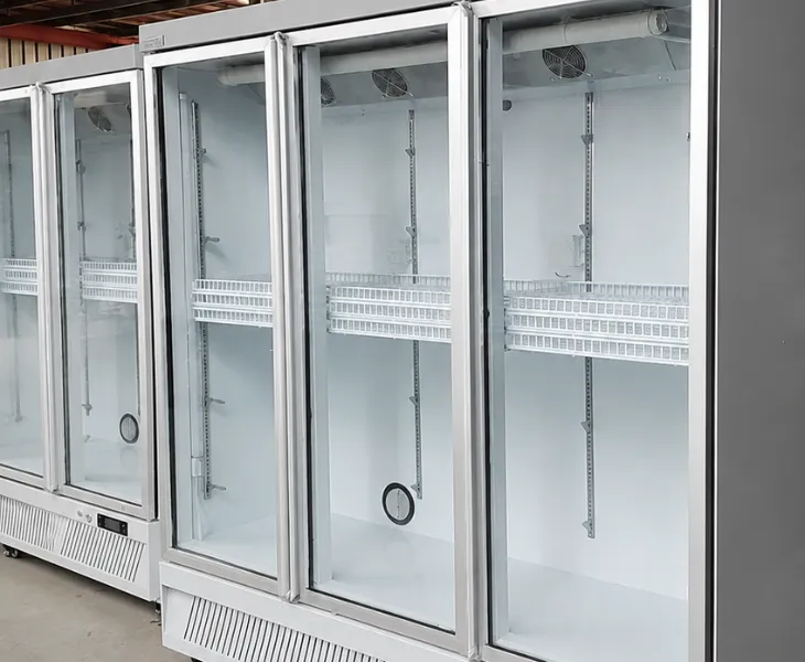 Custom multi-door commercial display refrigerator with glass doors