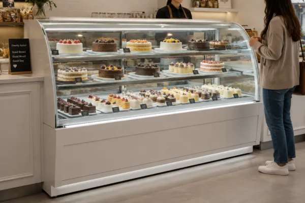 Bakery display refrigerator for cake and dessert products