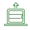 Space-saving compact countertop design icon for limited retail areas.