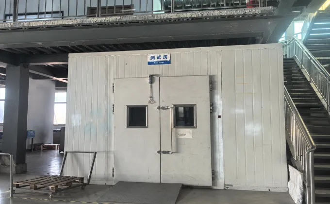 Refrigeration test room used for commercial freezer performance testing before shipment