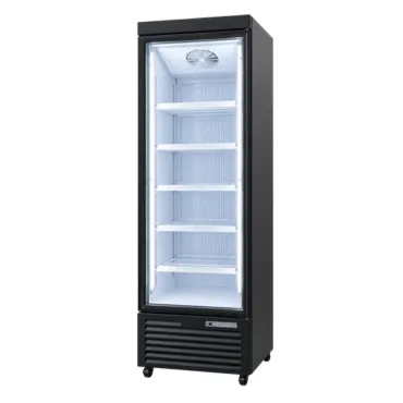 The HLC-458HFD single-door upright cabinet presented at the fair.